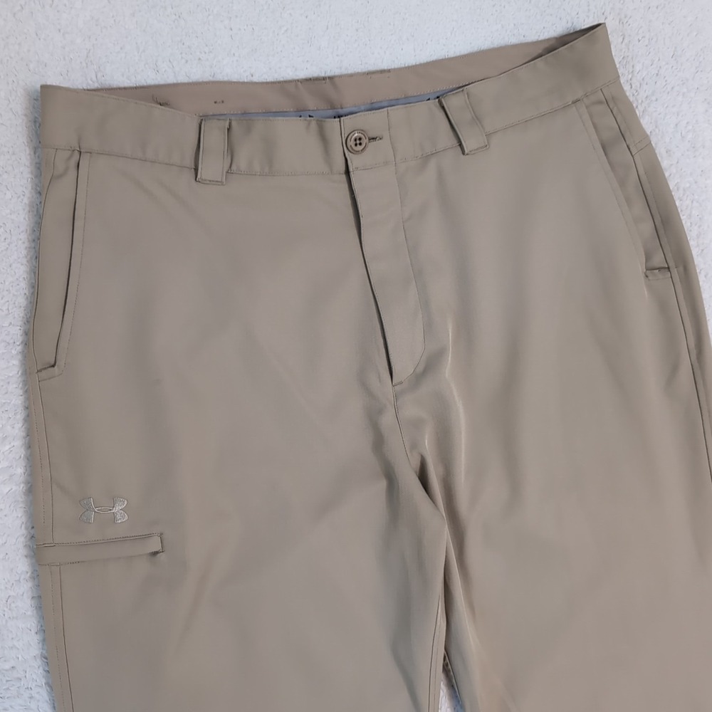 Under‎ Armour Pants Mens 36 x 30 Tan Brown Straight Performance Golf Chino Baggy